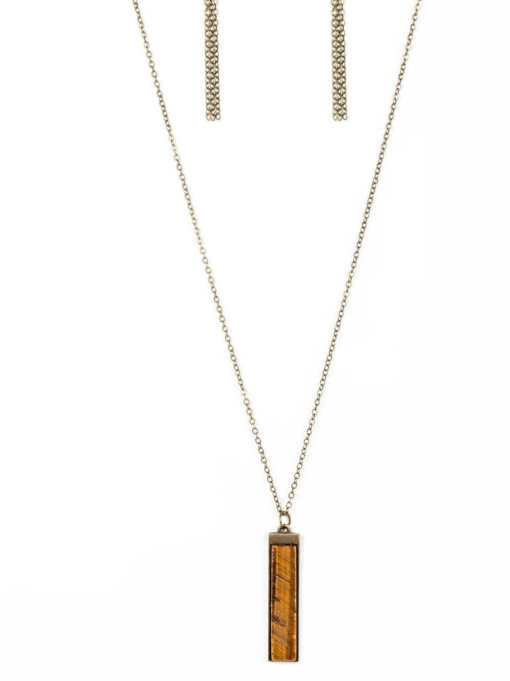 Paparazzi Set in GEMSTONE Brass Necklace & Earrings Set
